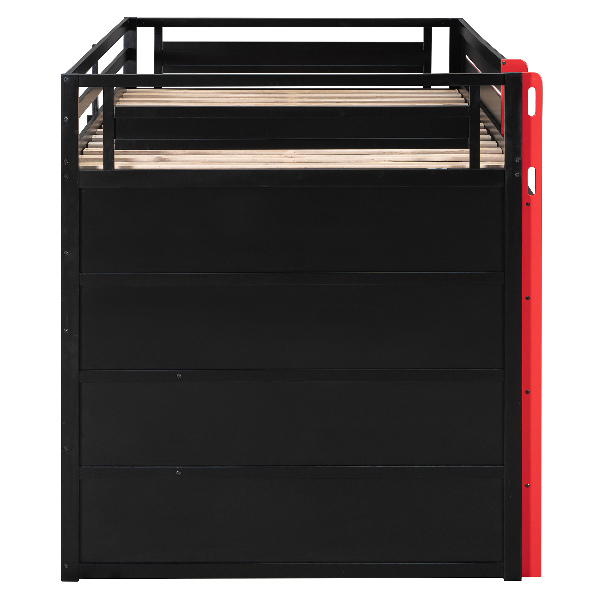 Full Size Wooden Gaming Loft Bed with Storage Shelves, Desk, USB & Power Outlet, and LED Light