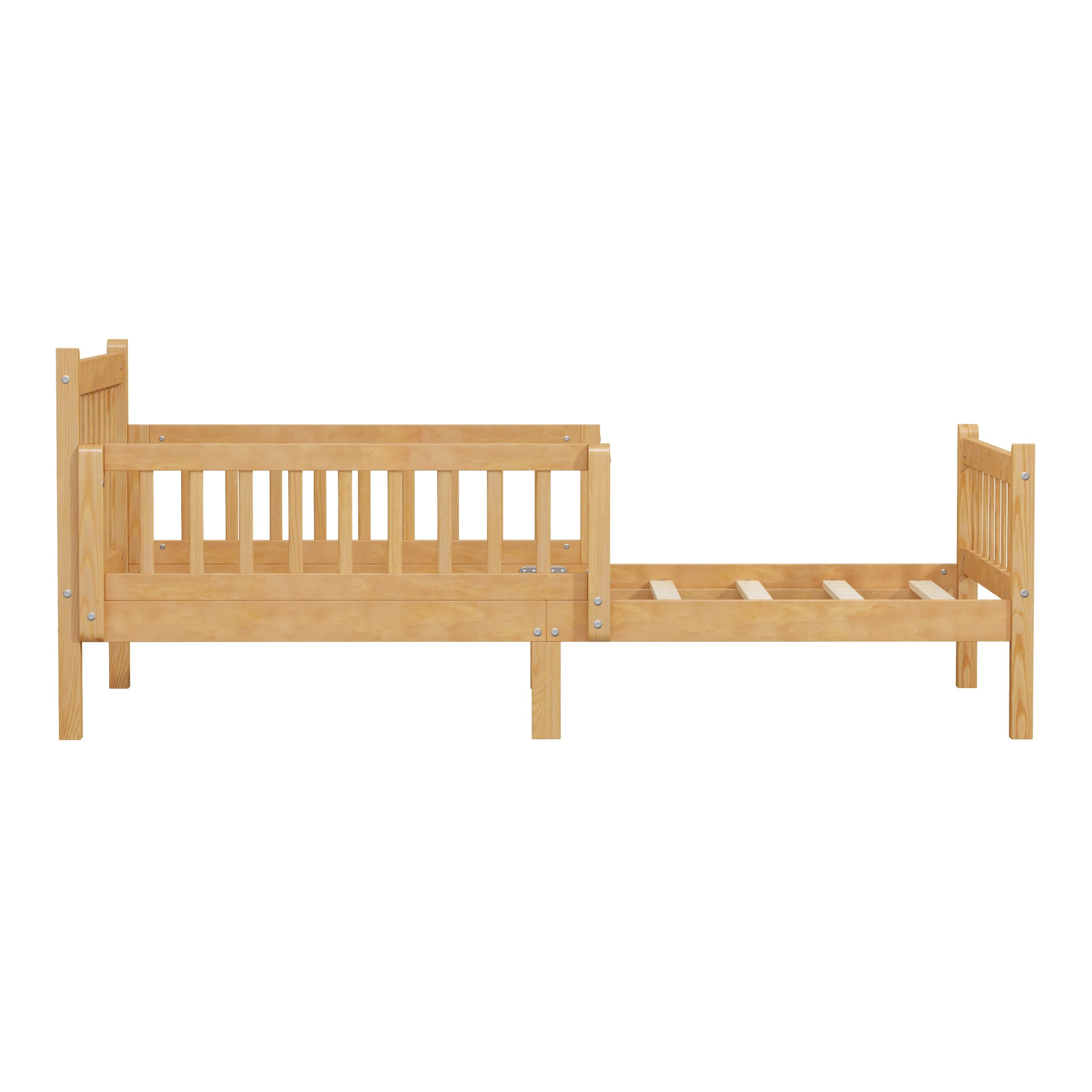 Twin Size Bed Frame With Removable Safety Guardrails