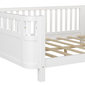 Wood Low Profile Queen Bed with Rails for Girls and Boys