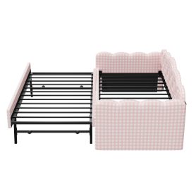 Twin Size Upholstered Daybed Frame with Pull-Out Bed