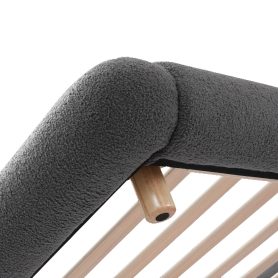 Queen Size Upholstered Platform Bed Frame with Unique Layered Bolster Headboard