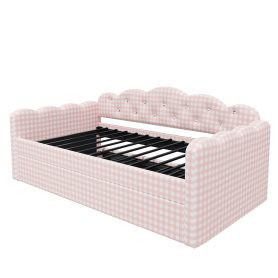 Twin Size Upholstered Daybed Frame with Pull-Out Bed