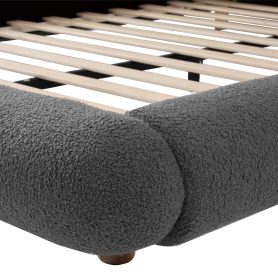 Queen Size Upholstered Platform Bed Frame with Unique Layered Bolster Headboard