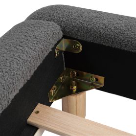 Queen Size Upholstered Platform Bed Frame with Unique Layered Bolster Headboard