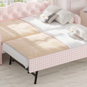 Twin Size Upholstered Daybed Frame with Pull-Out Bed