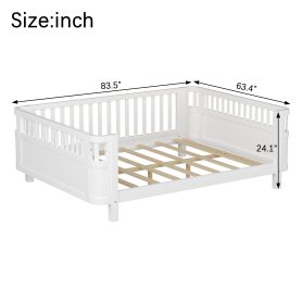 Wood Low Profile Queen Bed with Rails for Girls and Boys