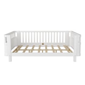 Wood Low Profile Queen Bed with Rails for Girls and Boys