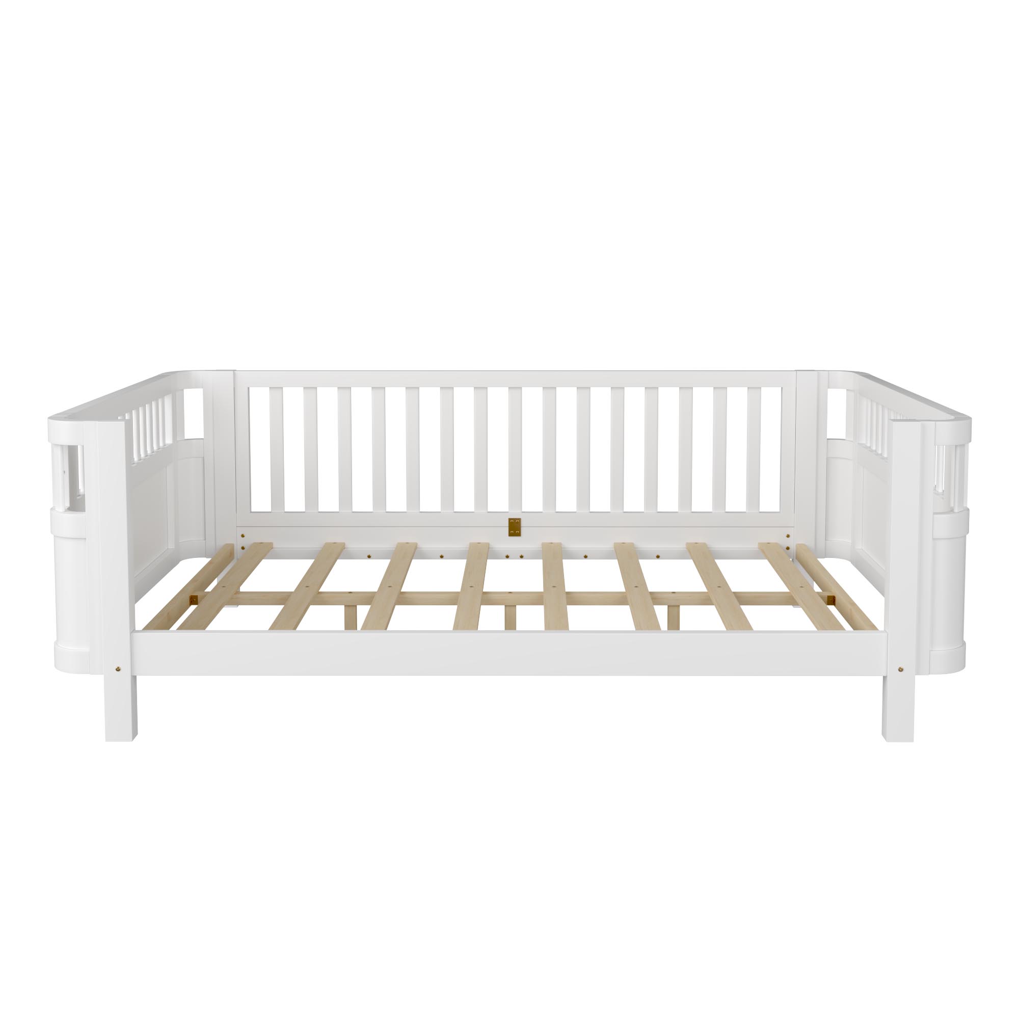 Wood Low Profile Queen Bed with Rails for Girls and Boys