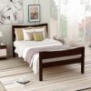Wood Platform Bed with Headboard and Wooden Slat Support