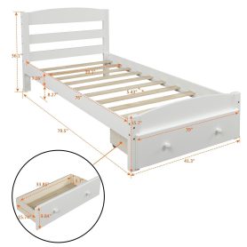 Alternative view of Platform Twin Bed Frame with Storage Drawer and Wood Slat Support