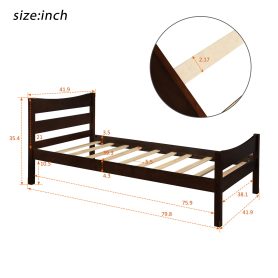 Alternative view of Wood Platform Bed with Headboard and Wooden Slat Support