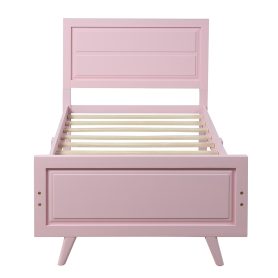 Alternative view of Wood Platform Bed Twin Bed Frame Mattress Foundation with Headboard and Wood Slat Support
