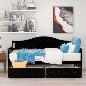 Twin Wooden Daybed with 2 drawers, Sofa Bed for Bedroom Living Room