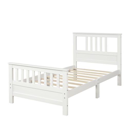 Wooden platform bed with headboard and footboard - Image 4