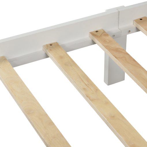Wooden platform bed with headboard and footboard - Image 7