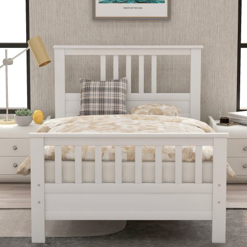 Wooden platform bed with headboard and footboard - Image 3