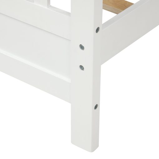 Wooden platform bed with headboard and footboard - Image 6
