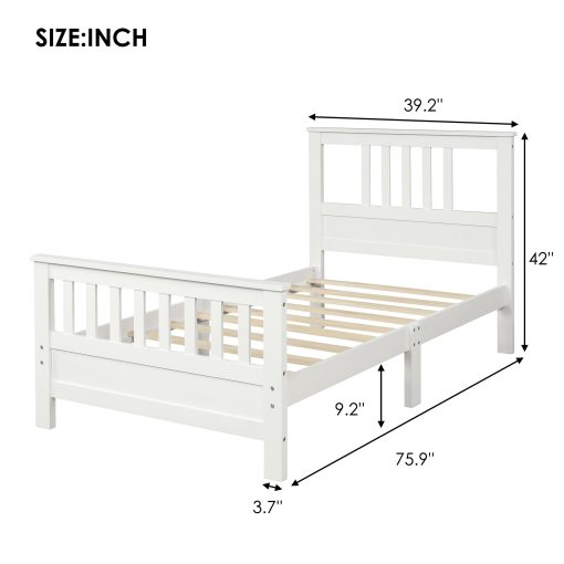 Wooden platform bed with headboard and footboard - Image 8